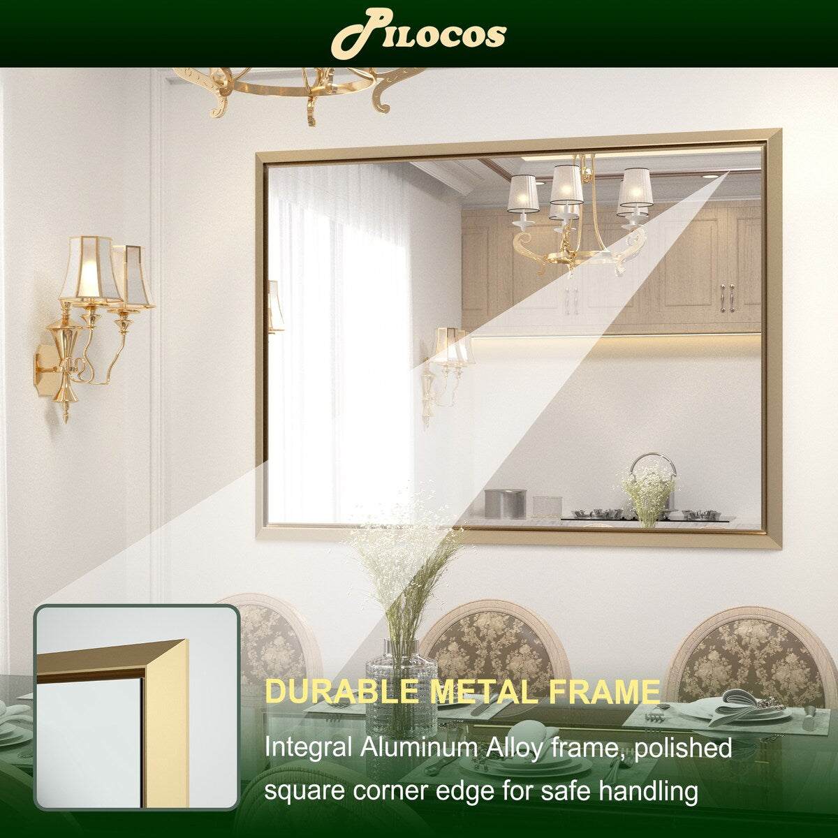 Bathroom Mirrors Wall Mounted Rectangle Vanity Cosmetic Makeup Mirror
