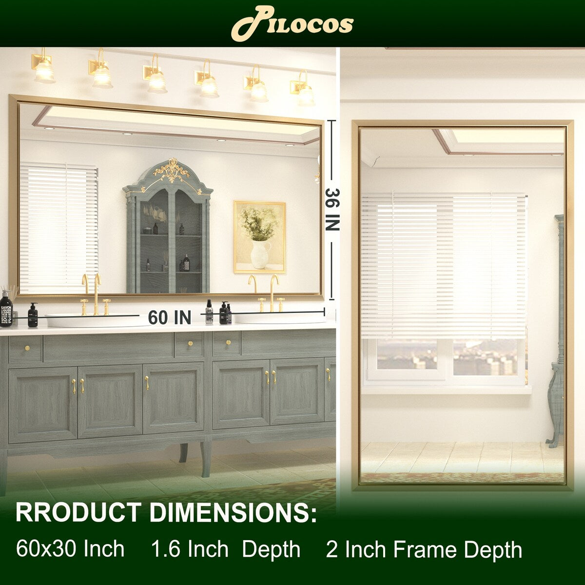Bathroom Mirrors Wall Mounted Rectangle Vanity Cosmetic Makeup Mirror