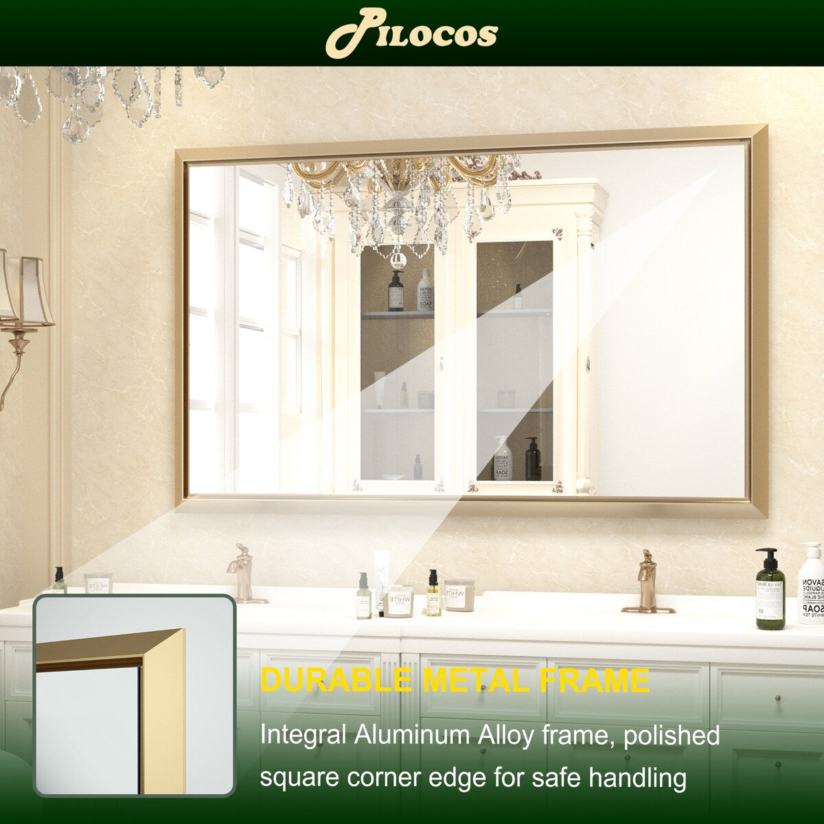 Bathroom Mirrors Wall Mounted Rectangle Vanity Cosmetic Makeup Mirror