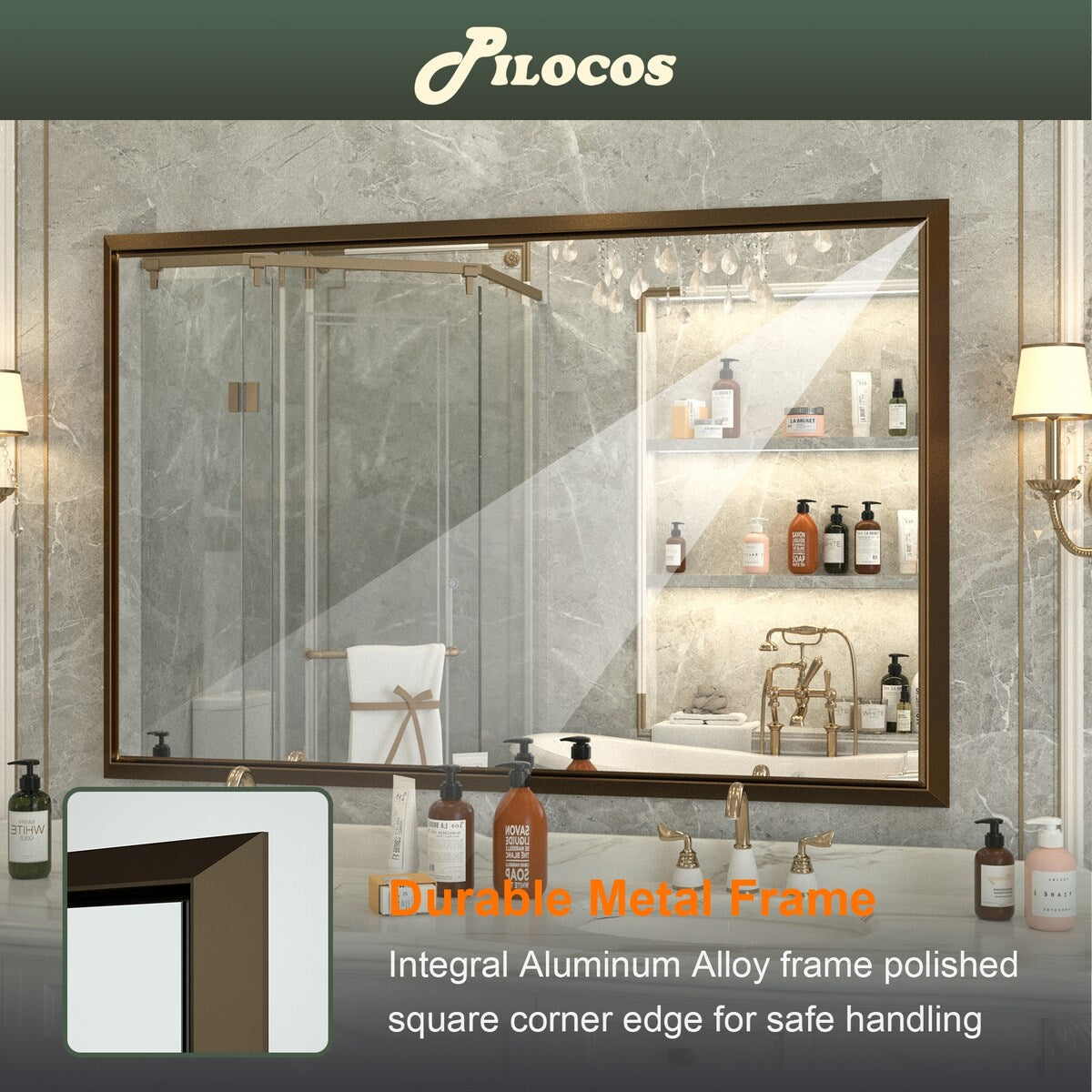 Bathroom Mirrors Wall Mounted Rectangle Vanity Cosmetic Makeup Mirror
