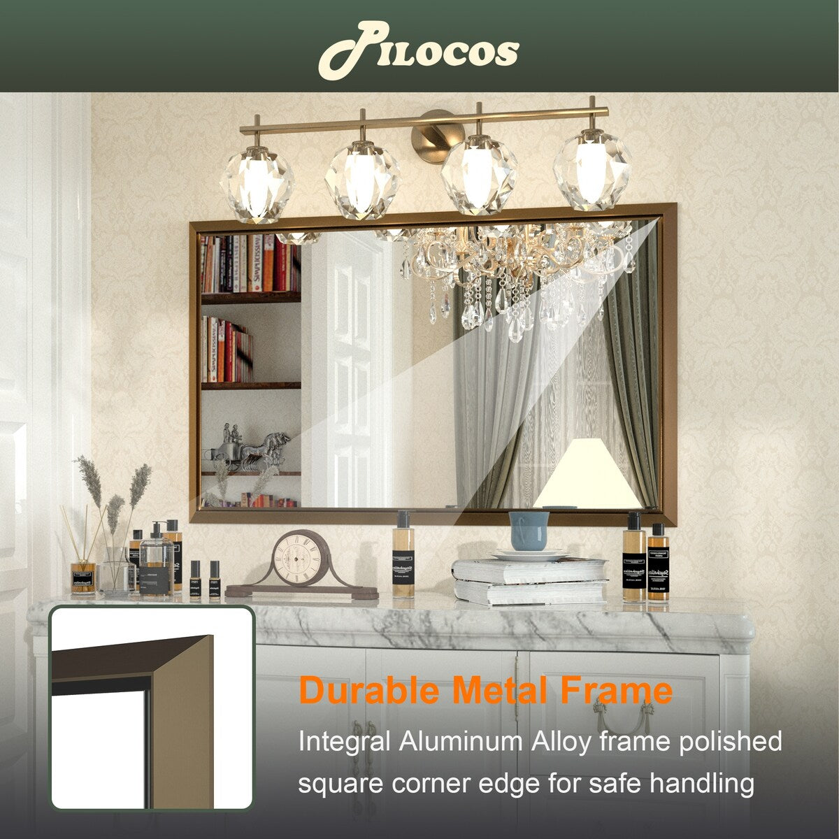 Bathroom Mirrors Wall Mounted Rectangle Vanity Cosmetic Makeup Mirror