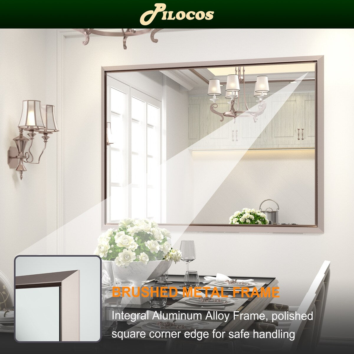 Bathroom Mirrors Wall Mounted Rectangle Vanity Cosmetic Makeup Mirror