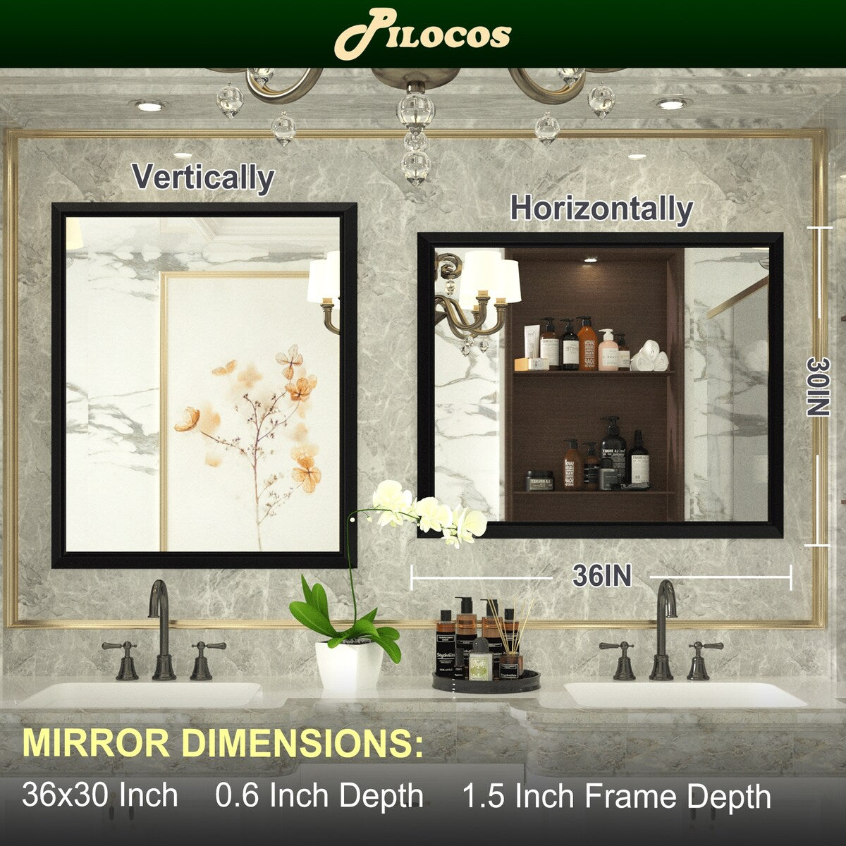 Bathroom Mirrors Wall Mounted Rectangle Vanity Cosmetic Makeup Mirror