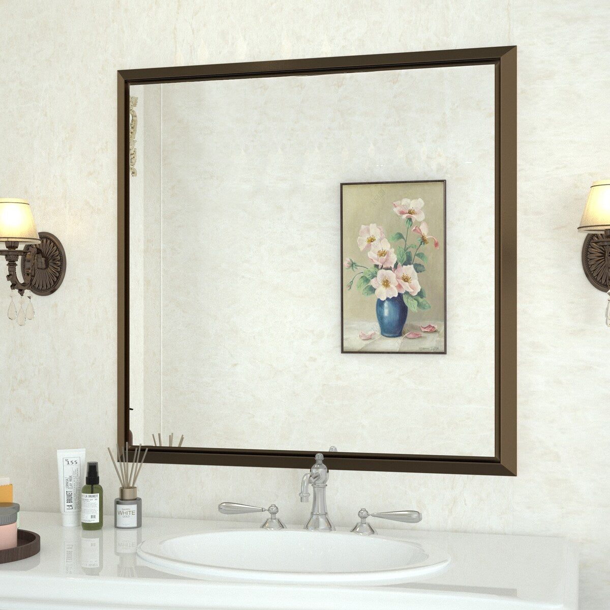 Bathroom Mirrors Wall Mounted Rectangle Vanity Cosmetic Makeup Mirror