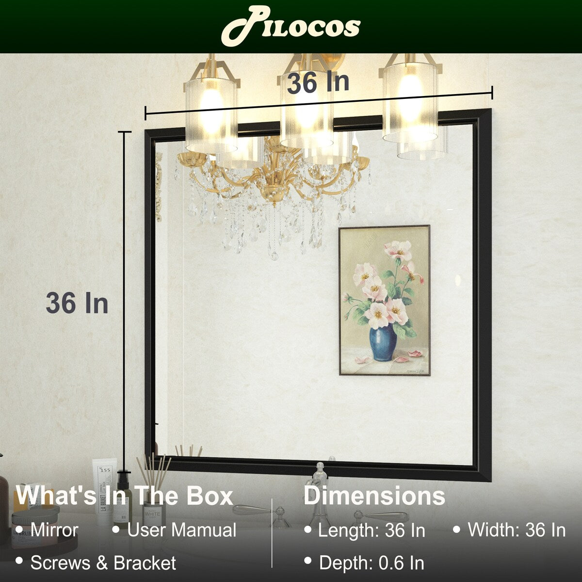 Bathroom Mirrors Wall Mounted Rectangle Vanity Cosmetic Makeup Mirror