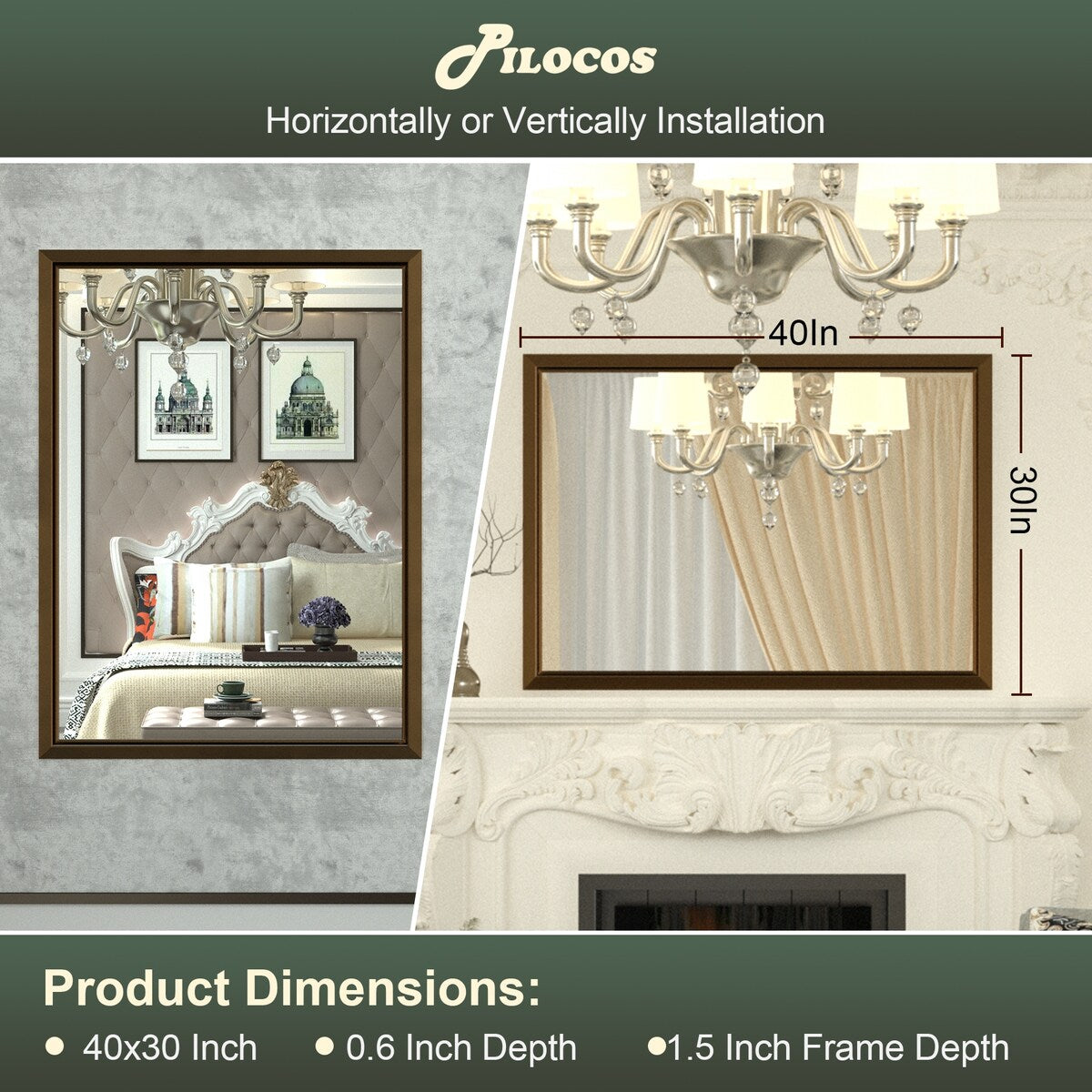 Bathroom Mirrors Wall Mounted Rectangle Vanity Cosmetic Makeup Mirror