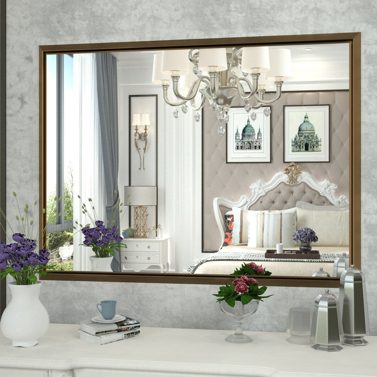 Bathroom Mirrors Wall Mounted Rectangle Vanity Cosmetic Makeup Mirror