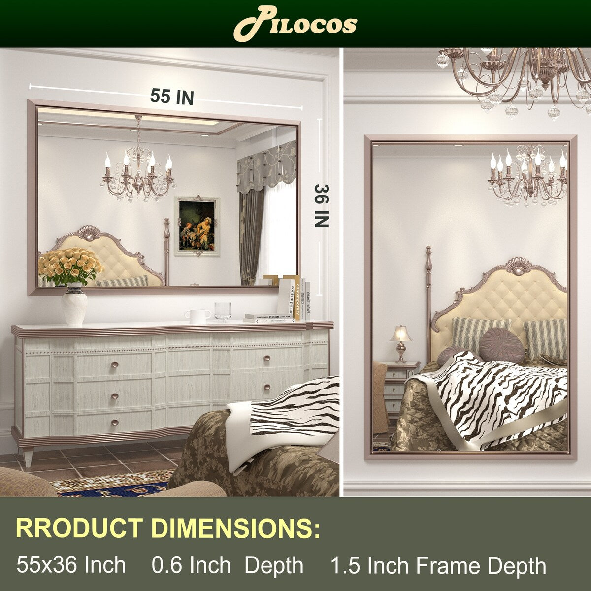 Bathroom Mirrors Wall Mounted Rectangle Vanity Cosmetic Makeup Mirror