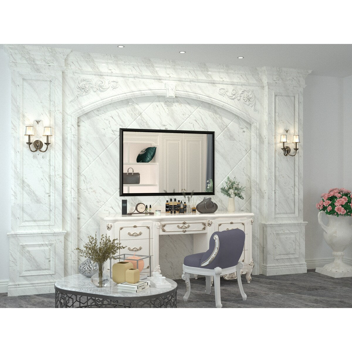 Bathroom Mirrors Wall Mounted Rectangle Vanity Cosmetic Makeup Mirror