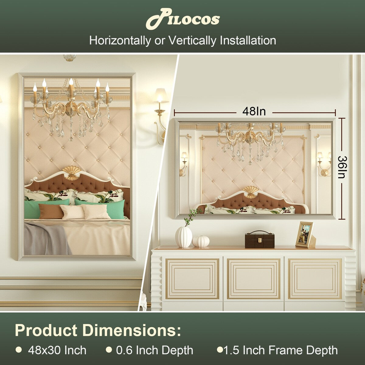 Bathroom Mirrors Wall Mounted Rectangle Vanity Cosmetic Makeup Mirror