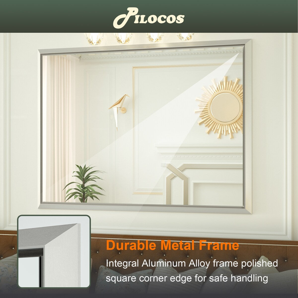Bathroom Mirrors Wall Mounted Rectangle Vanity Cosmetic Makeup Mirror
