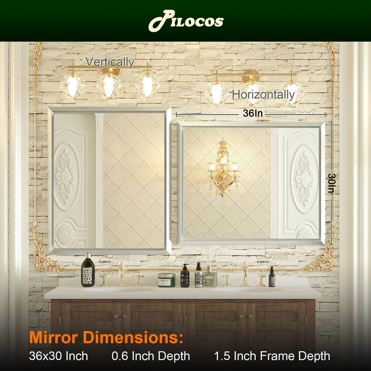 Bathroom Mirrors Wall Mounted Rectangle Vanity Cosmetic Makeup Mirror