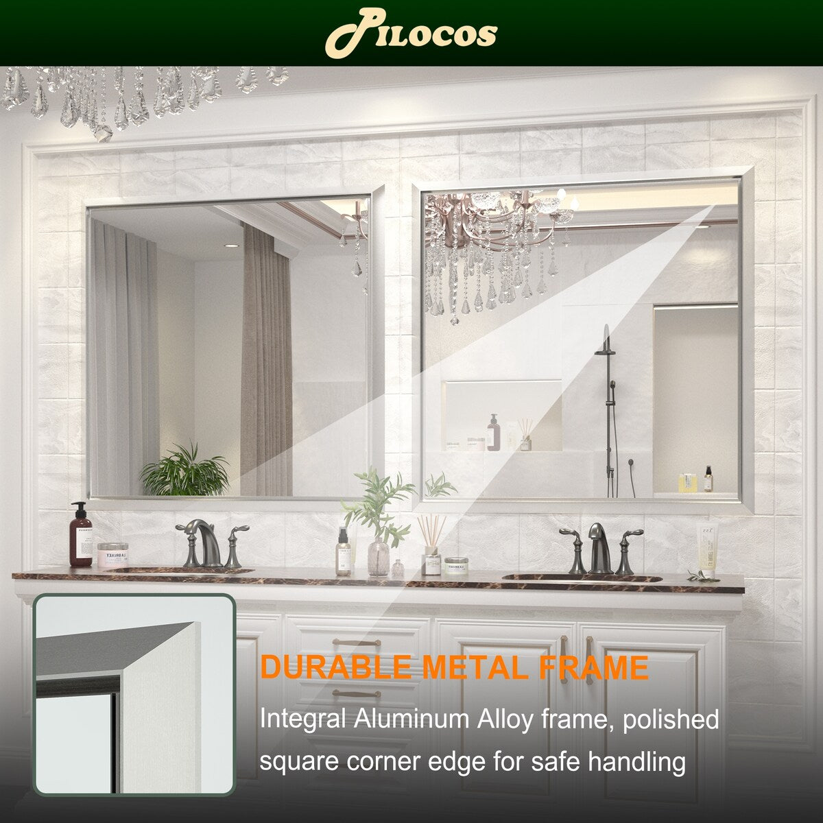Bathroom Mirrors Wall Mounted Rectangle Vanity Cosmetic Makeup Mirror