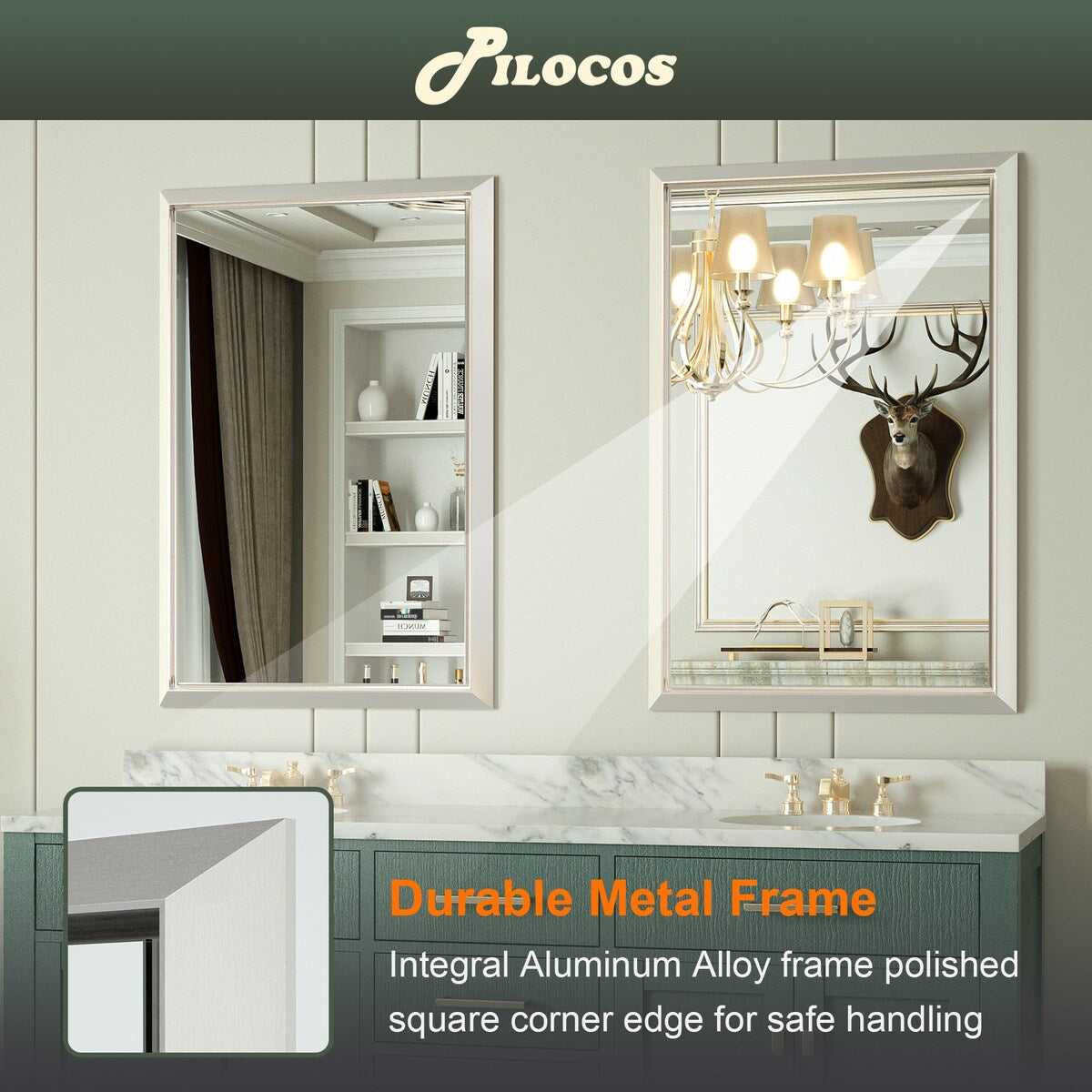 Bathroom Mirrors Wall Mounted Rectangle Vanity Cosmetic Makeup Mirror
