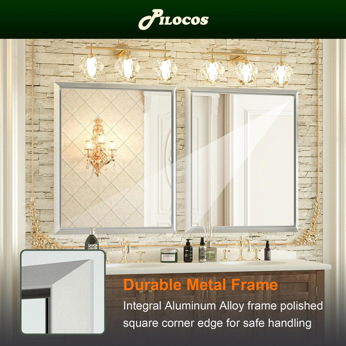 Bathroom Mirrors Wall Mounted Rectangle Vanity Cosmetic Makeup Mirror