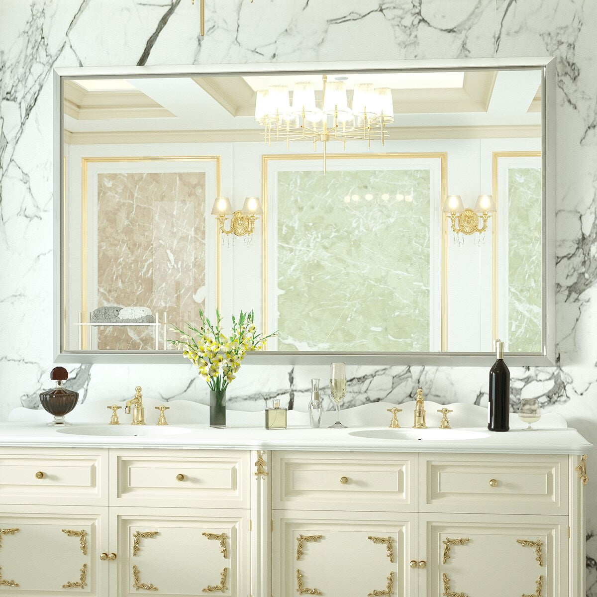Bathroom Mirrors Wall Mounted Rectangle Vanity Cosmetic Makeup Mirror
