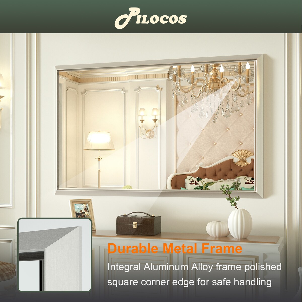 Bathroom Mirrors Wall Mounted Rectangle Vanity Cosmetic Makeup Mirror
