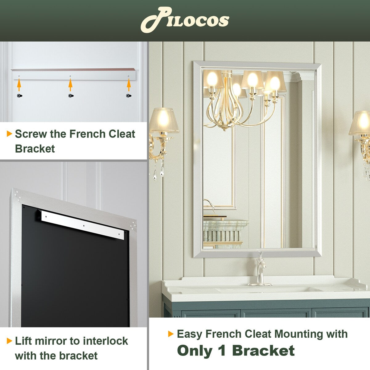 Bathroom Mirrors Wall Mounted Rectangle Vanity Cosmetic Makeup Mirror
