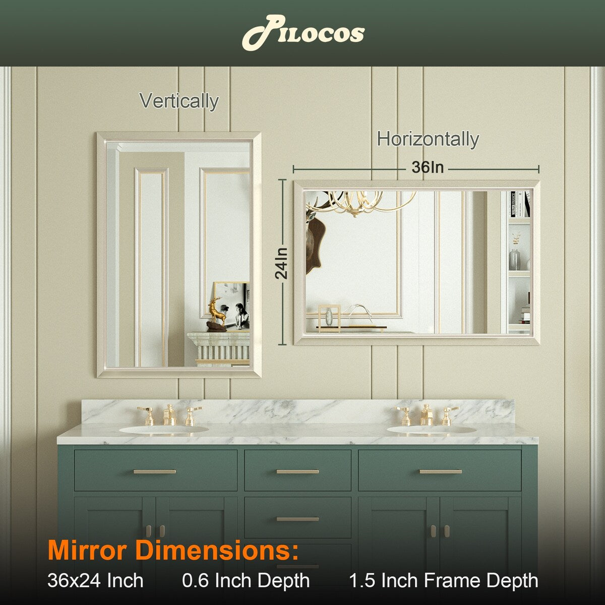 Bathroom Mirrors Wall Mounted Rectangle Vanity Cosmetic Makeup Mirror