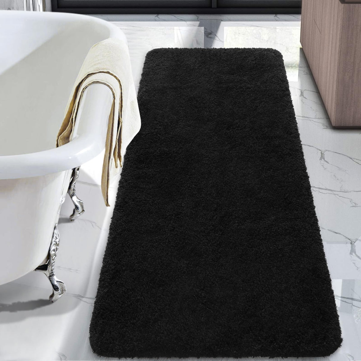 Bathroom Rug Runner 24x70 Inch, Soft Thick Microfiber Long Bath Rugs, Machine Washable, Shaggy Plush Non Slip Bath Mat