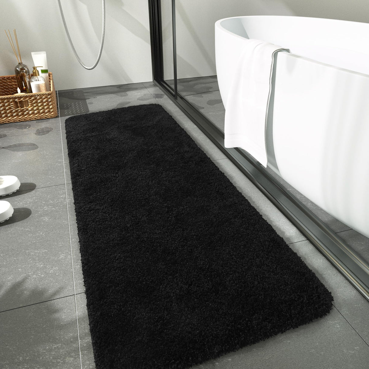 Bathroom Rug Runner 24x70 Inch, Soft Thick Microfiber Long Bath Rugs, Machine Washable, Shaggy Plush Non Slip Bath Mat