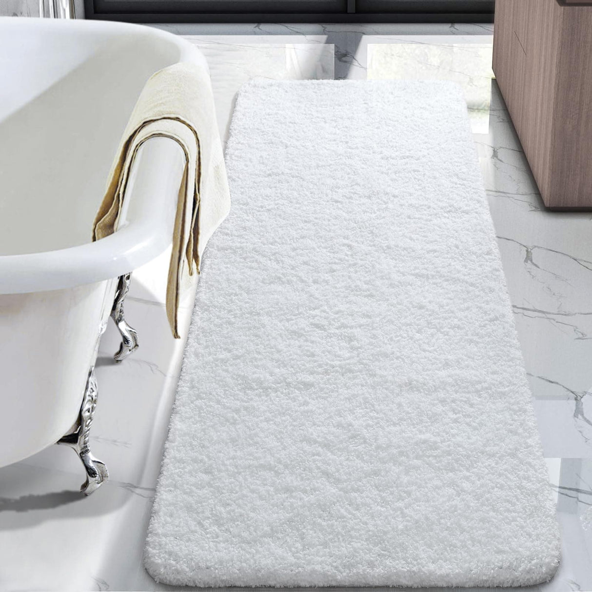 Bathroom Rug Runner 24x70 Inch, Soft Thick Microfiber Long Bath Rugs, Machine Washable, Shaggy Plush Non Slip Bath Mat