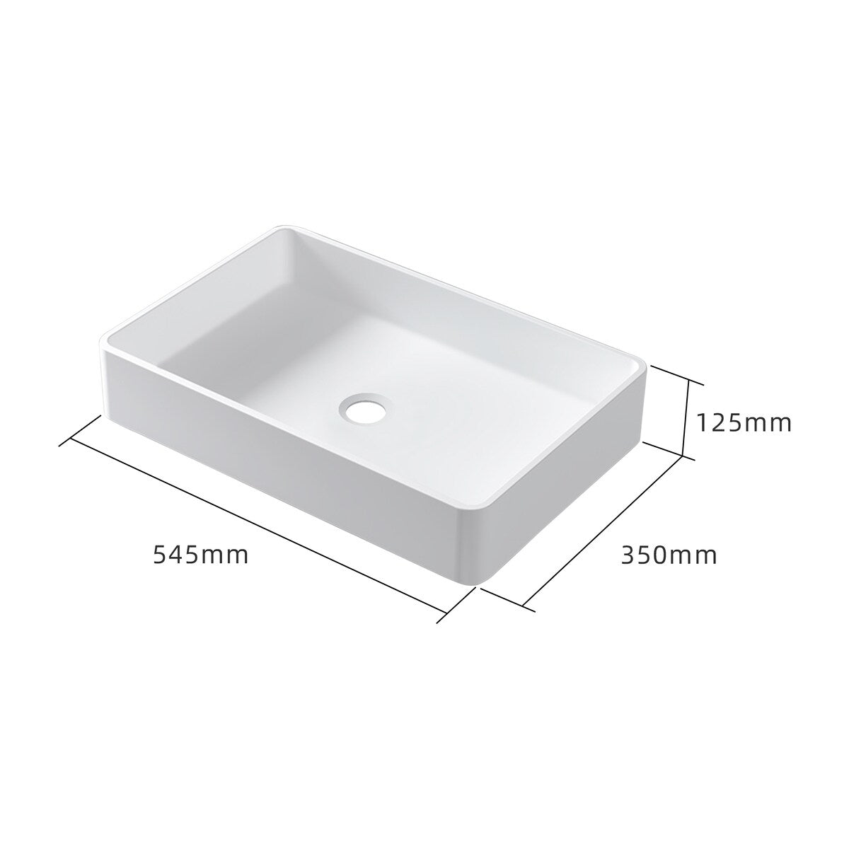 Bathroom Solid Surface Counter Top Wash Basin Sink - 21.45"