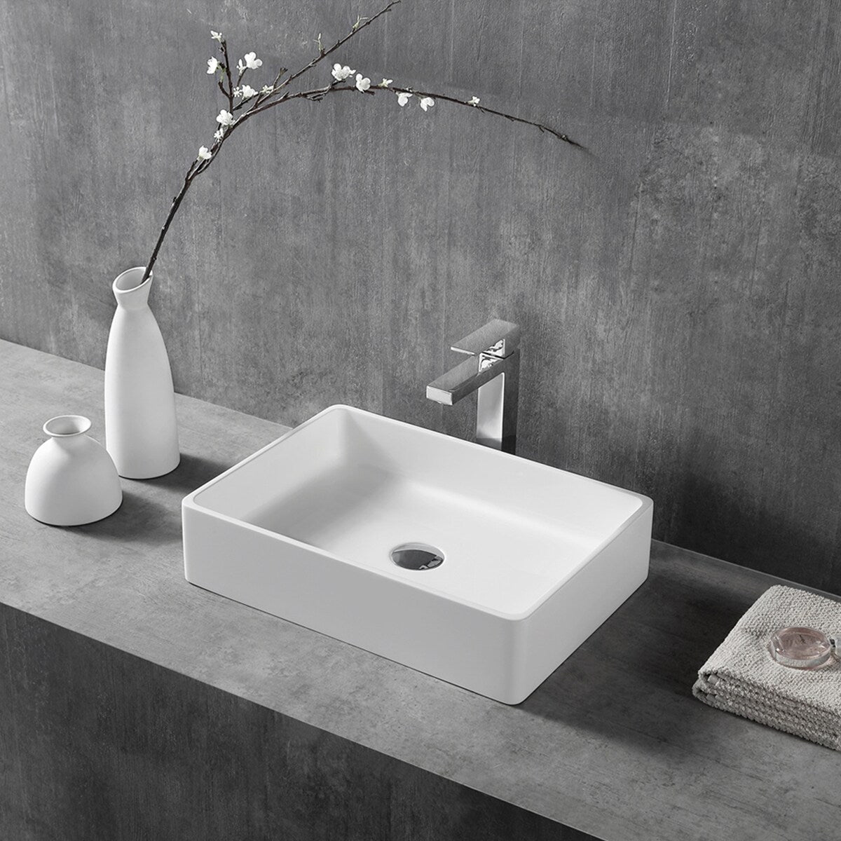 Bathroom Solid Surface Counter Top Wash Basin Sink - 21.45"