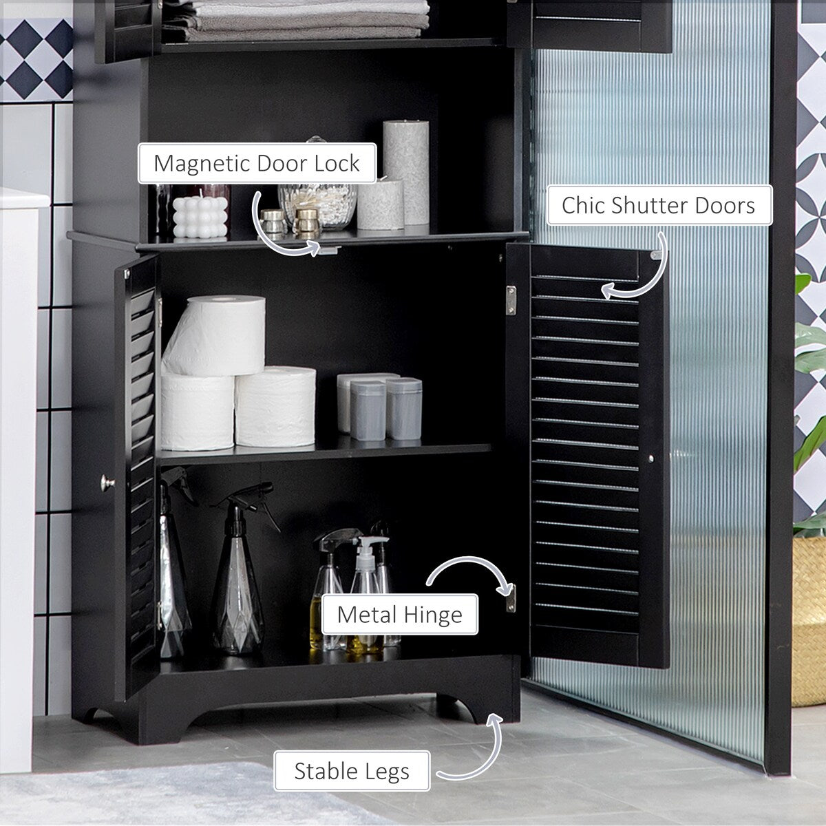 Bathroom Storage Cabinet with Countertop and Adjustable Shelf