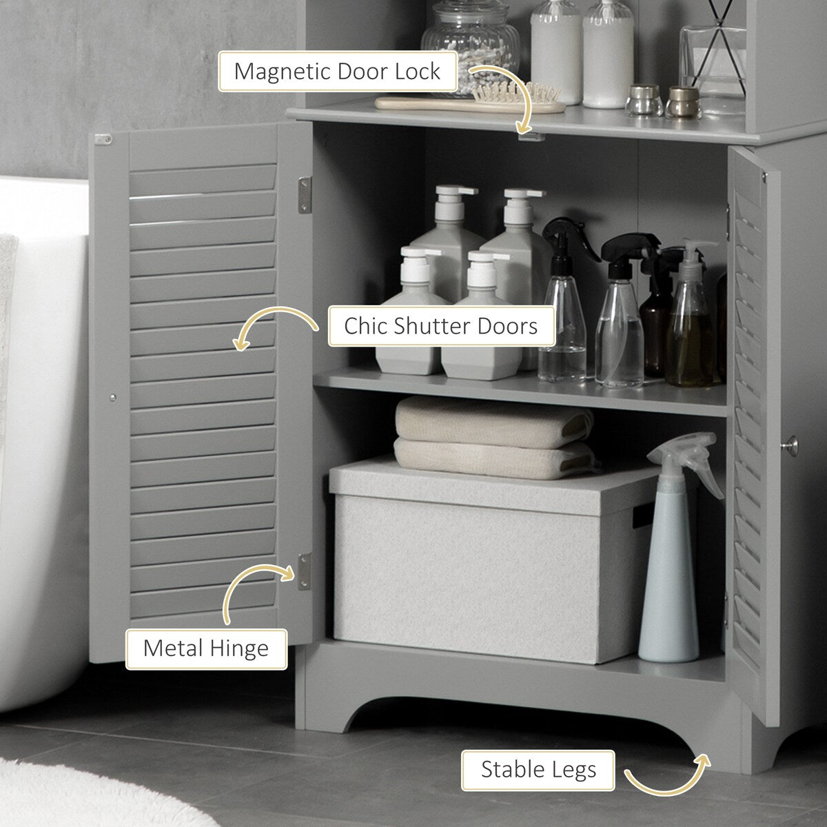 Bathroom Storage Cabinet with Countertop and Adjustable Shelf