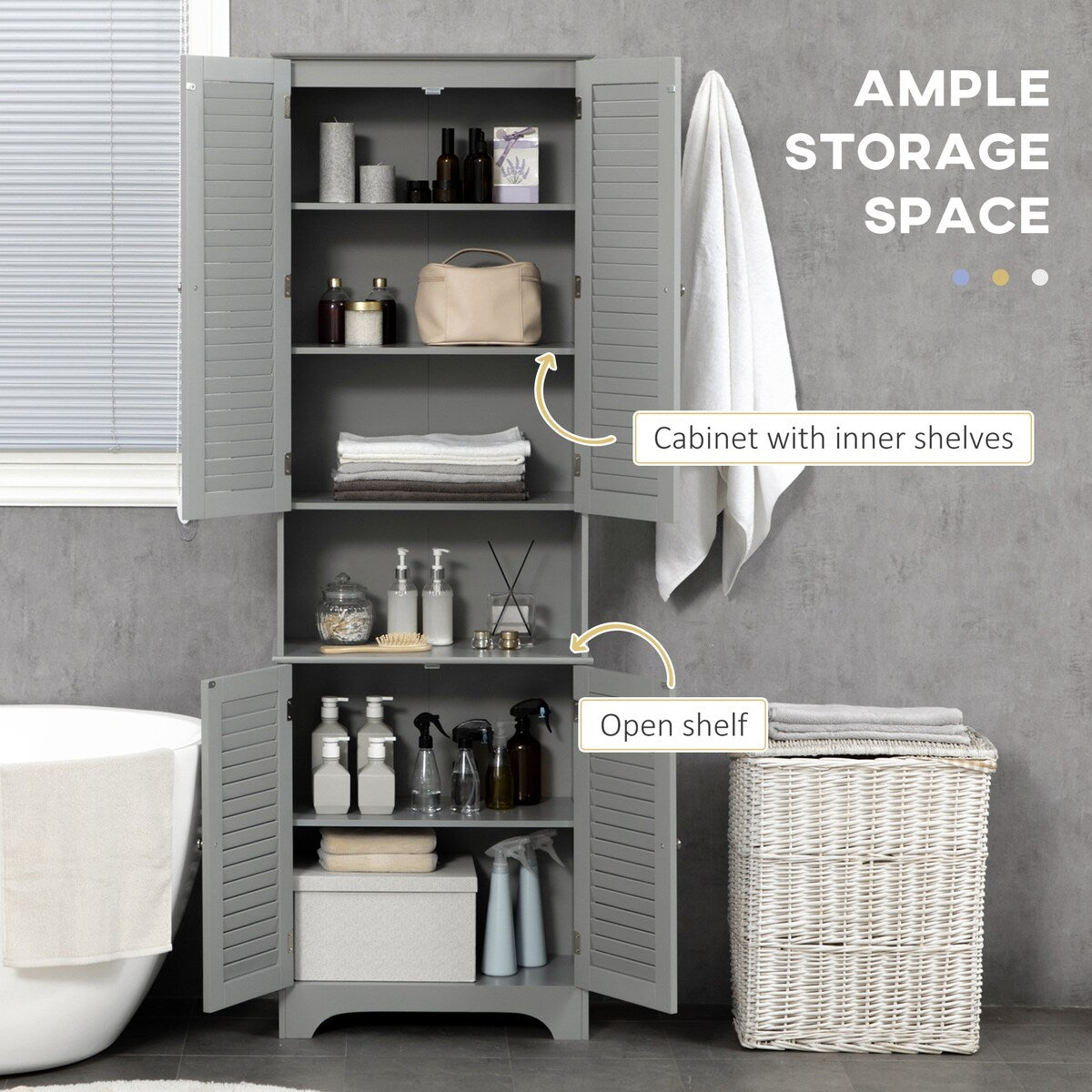 Bathroom Storage Cabinet with Countertop and Adjustable Shelf