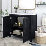 Bathroom Storage Vanity with Resin Sink & 2 Doors