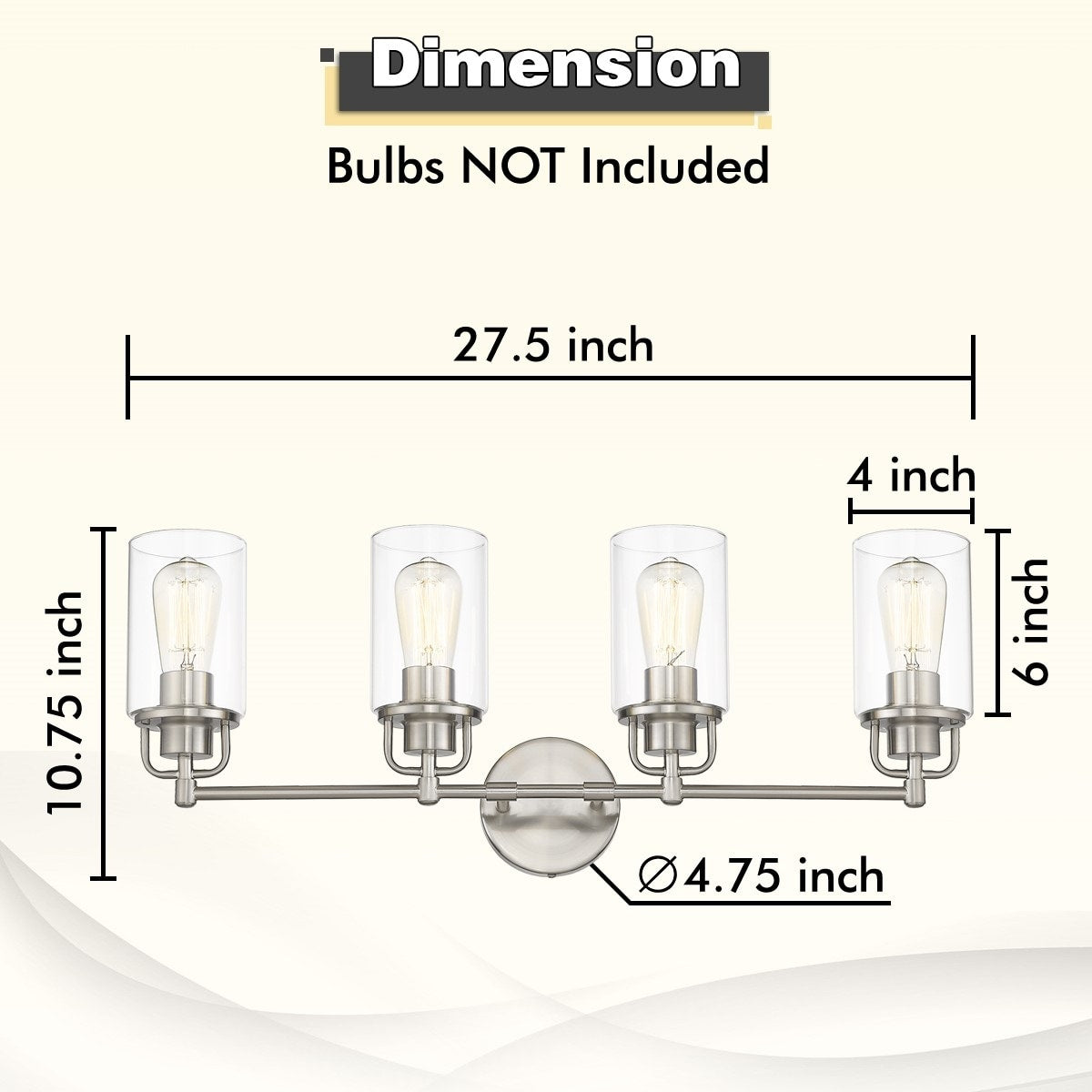 Bathroom Vanity Lights, Bathroom Wall Light Fixtures with Clear Glass Lampshade