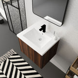 24/30/36 Inch Wall Mounted Single Bathroom Vanity with Resin Vanity Top in Walnut / Oak