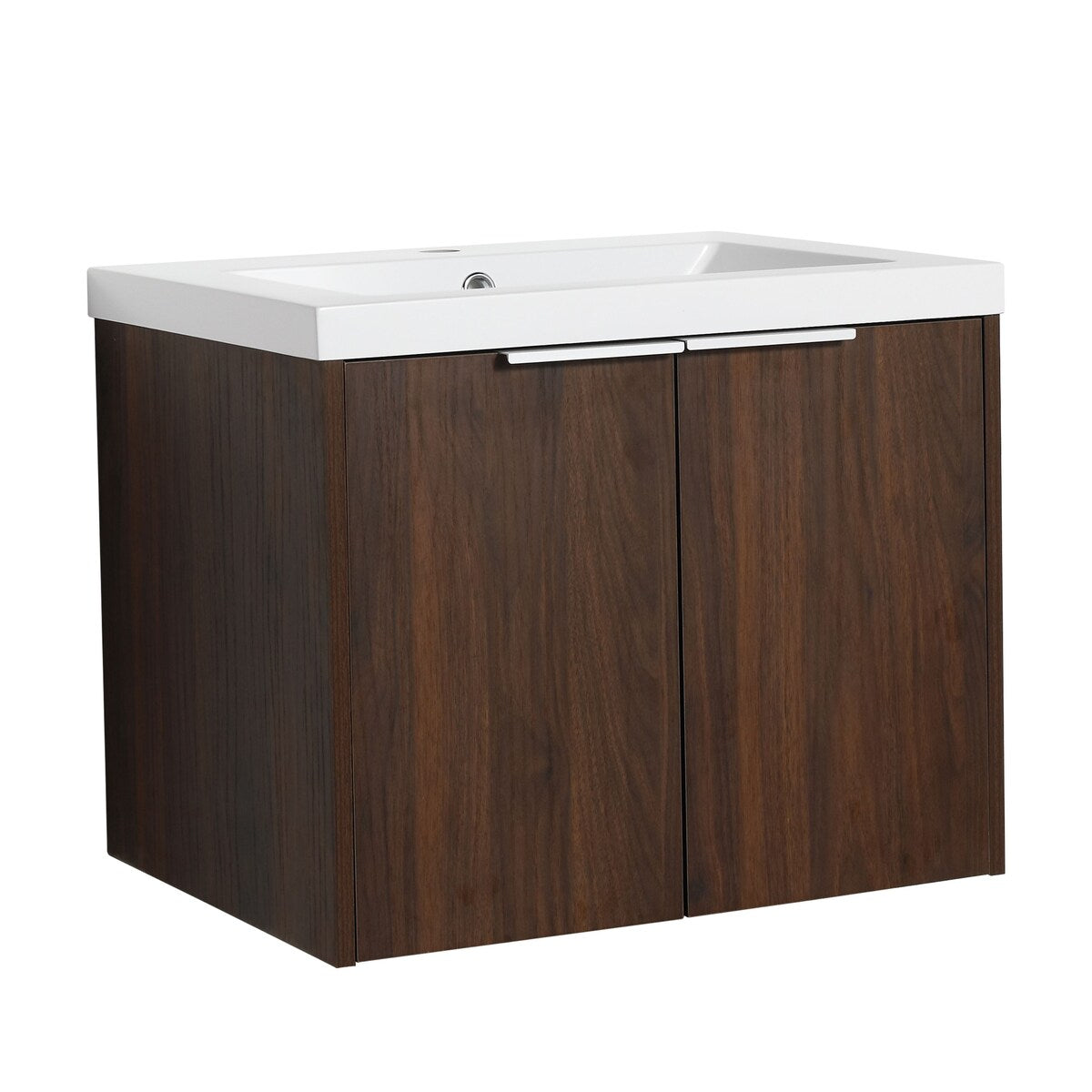24/30/36 Inch Wall Mounted Single Bathroom Vanity with Resin Vanity Top in Walnut / Oak