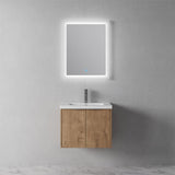 24/30/36 Inch Wall Mounted Single Bathroom Vanity with Resin Vanity Top in Walnut / Oak