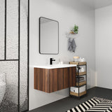 24/30/36 Inch Wall Mounted Single Bathroom Vanity with Resin Vanity Top in Walnut / Oak