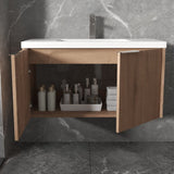 24/30/36 Inch Wall Mounted Single Bathroom Vanity with Resin Vanity Top in Walnut / Oak
