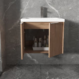 24/30/36 Inch Wall Mounted Single Bathroom Vanity with Resin Vanity Top in Walnut / Oak