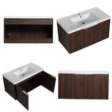 24/30/36 Inch Wall Mounted Single Bathroom Vanity with Resin Vanity Top in Walnut / Oak
