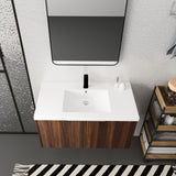 24/30/36 Inch Wall Mounted Single Bathroom Vanity with Resin Vanity Top in Walnut / Oak
