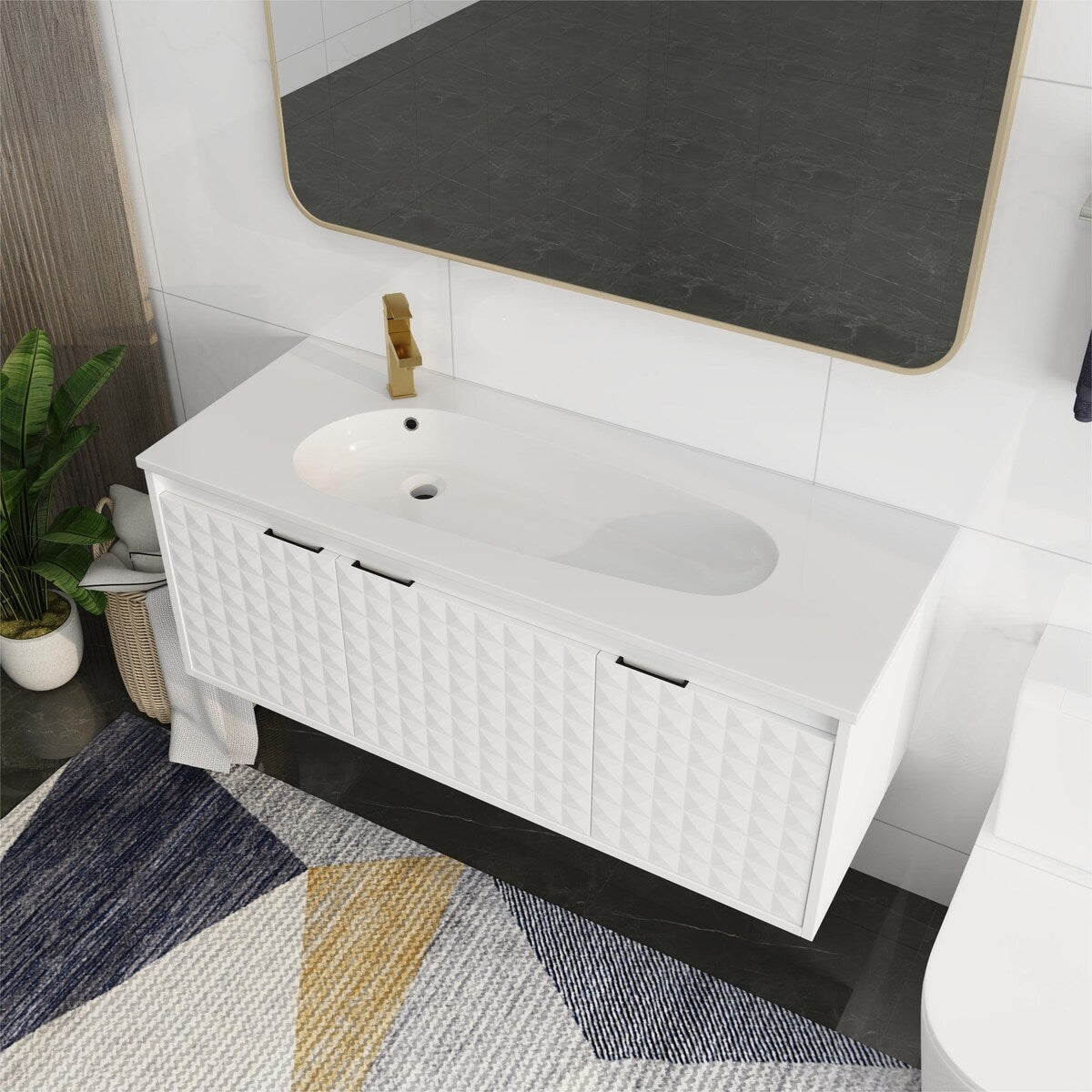 Bathroom Vanity With Sink In 24/30 Inch, Floating Bathroom Vanity With Soft Close Door