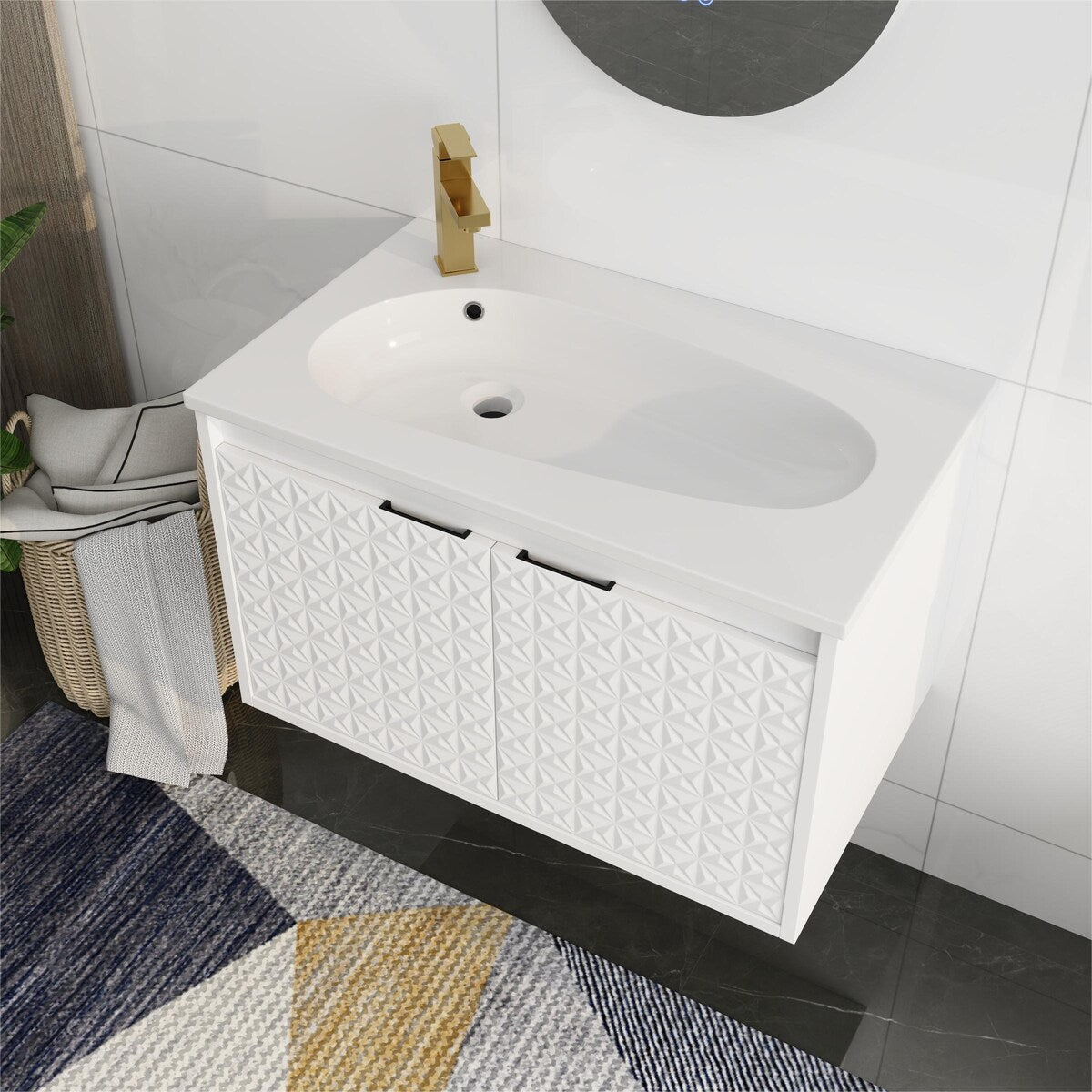Bathroom Vanity With Sink In 24/30 Inch, Floating Bathroom Vanity With Soft Close Door
