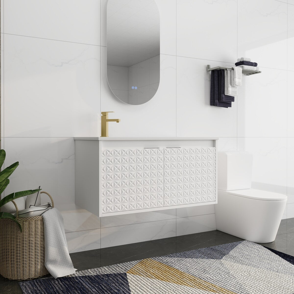 Bathroom Vanity With Sink In 24/30 Inch, Floating Bathroom Vanity With Soft Close Door
