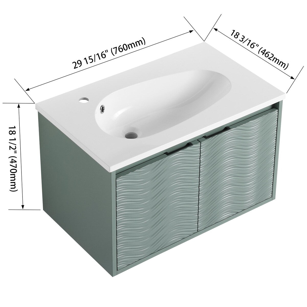 Bathroom Vanity With Sink In 24/30 Inch, Floating Bathroom Vanity With Soft Close Door
