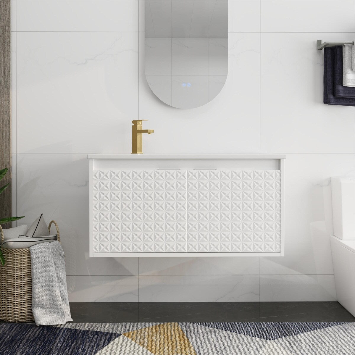 Bathroom Vanity With Sink In 24/30 Inch, Floating Bathroom Vanity With Soft Close Door