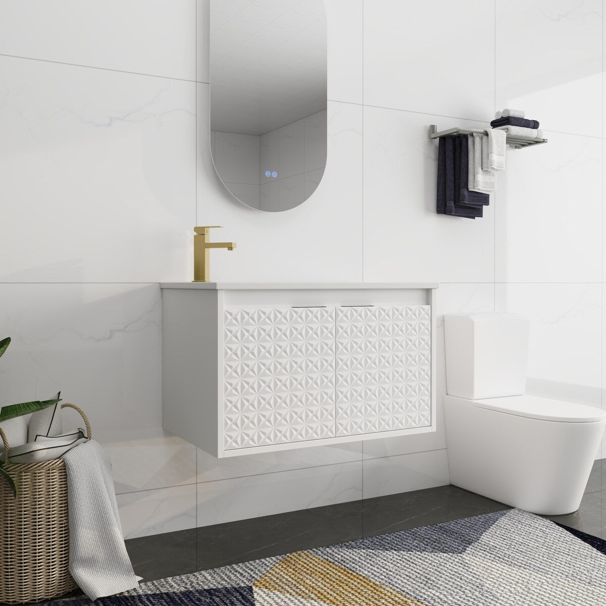 Bathroom Vanity With Sink In 24/30 Inch, Floating Bathroom Vanity With Soft Close Door