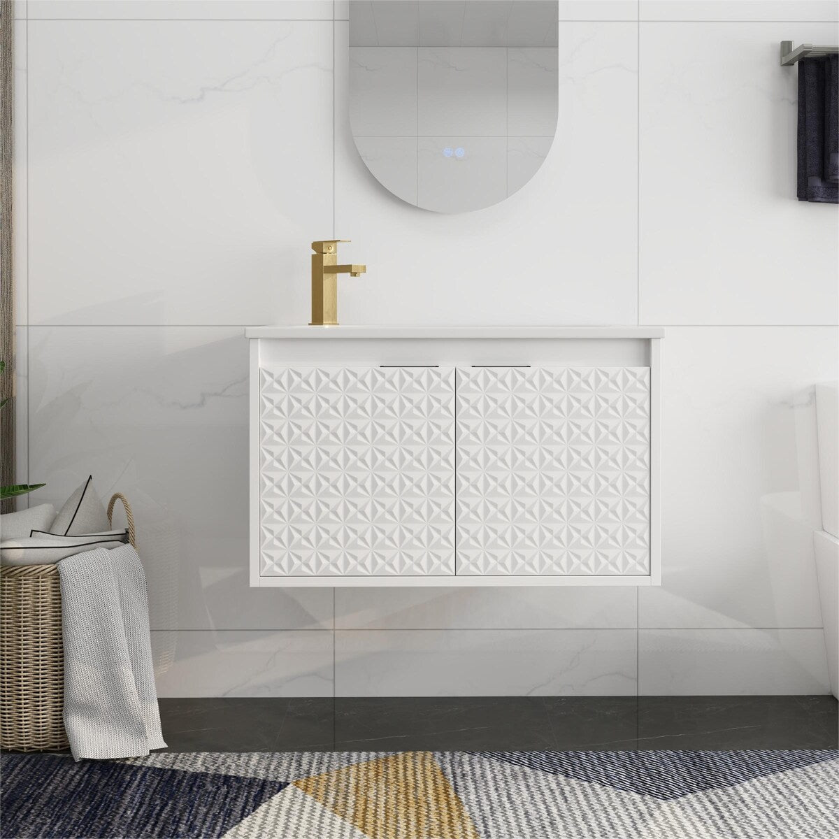Bathroom Vanity With Sink In 24/30 Inch, Floating Bathroom Vanity With Soft Close Door