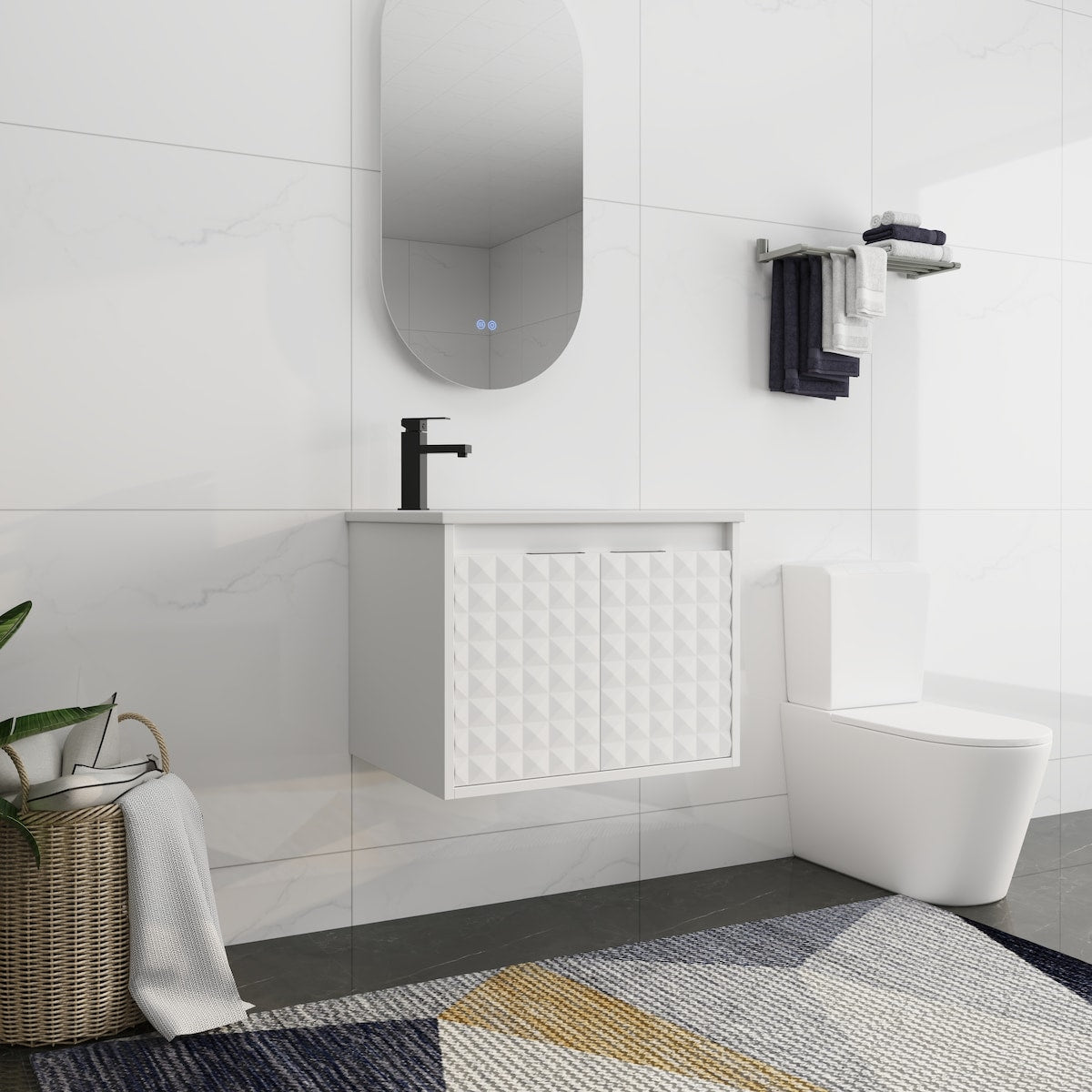 Bathroom Vanity With Sink In 24/30 Inch, Floating Bathroom Vanity With Soft Close Door