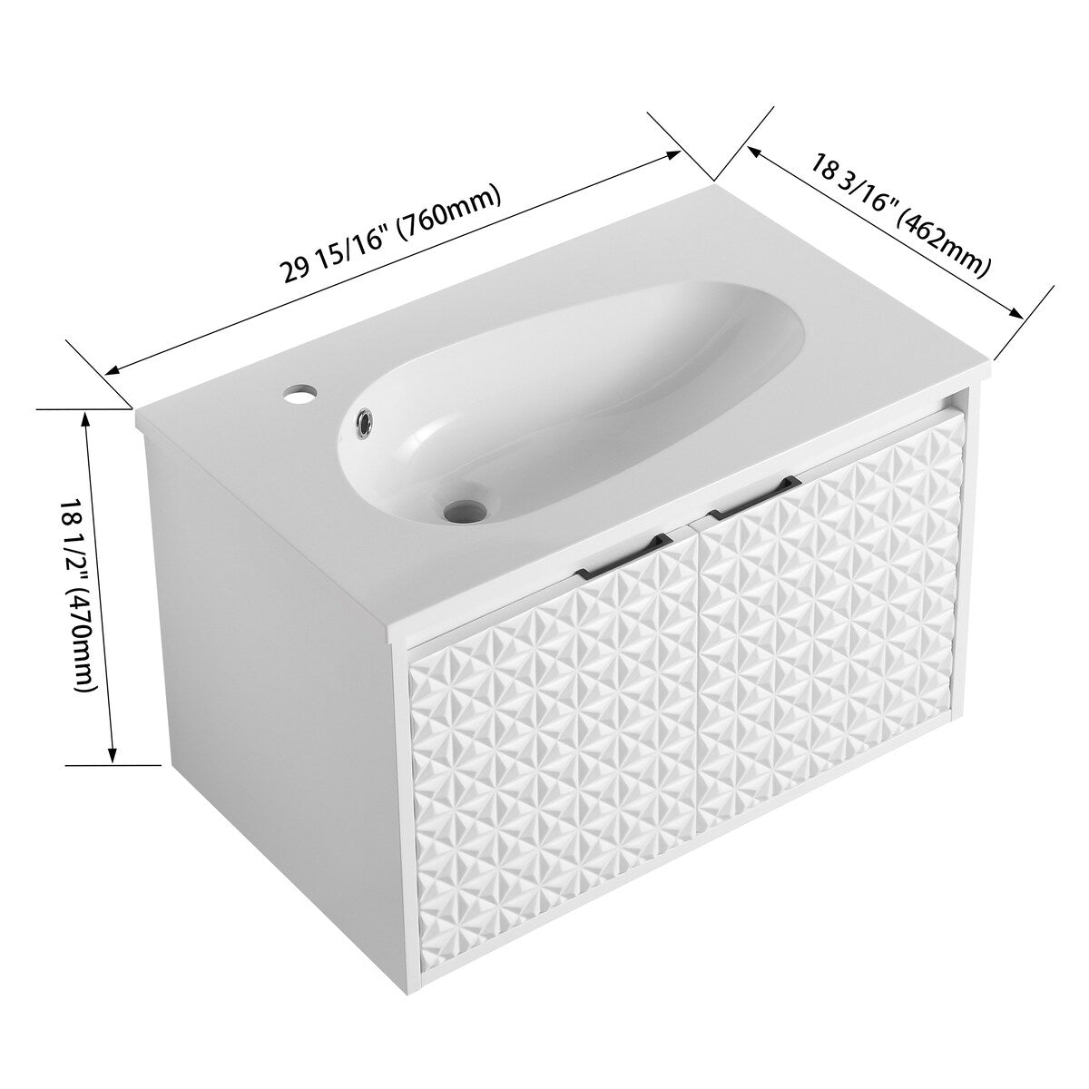Bathroom Vanity With Sink In 24/30 Inch, Floating Bathroom Vanity With Soft Close Door
